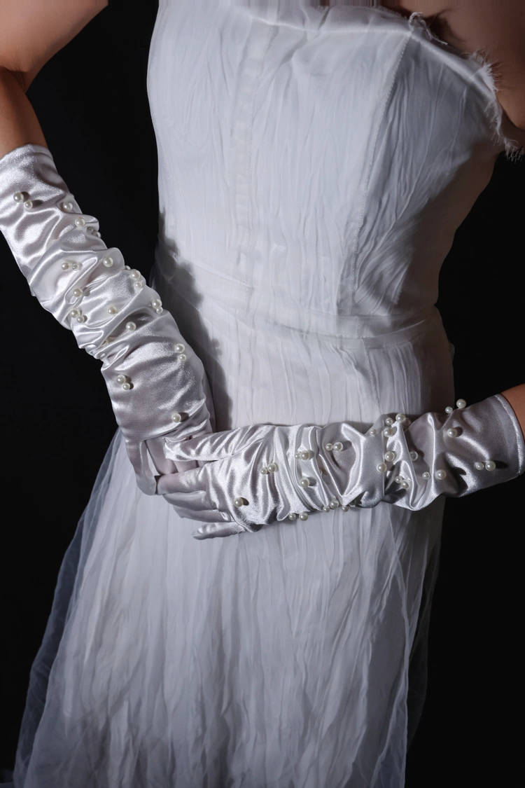 Atelier Matière Pearl Satin Long Gloves — 아틀리에 마티에르 웨딩 액세서리